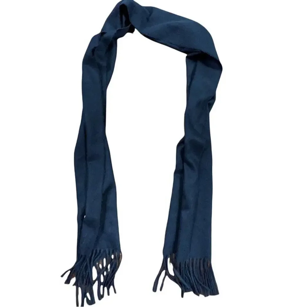 Paul Harris Mid Weight Fuzzy Fringed Muffler Scarf 64X11 Black